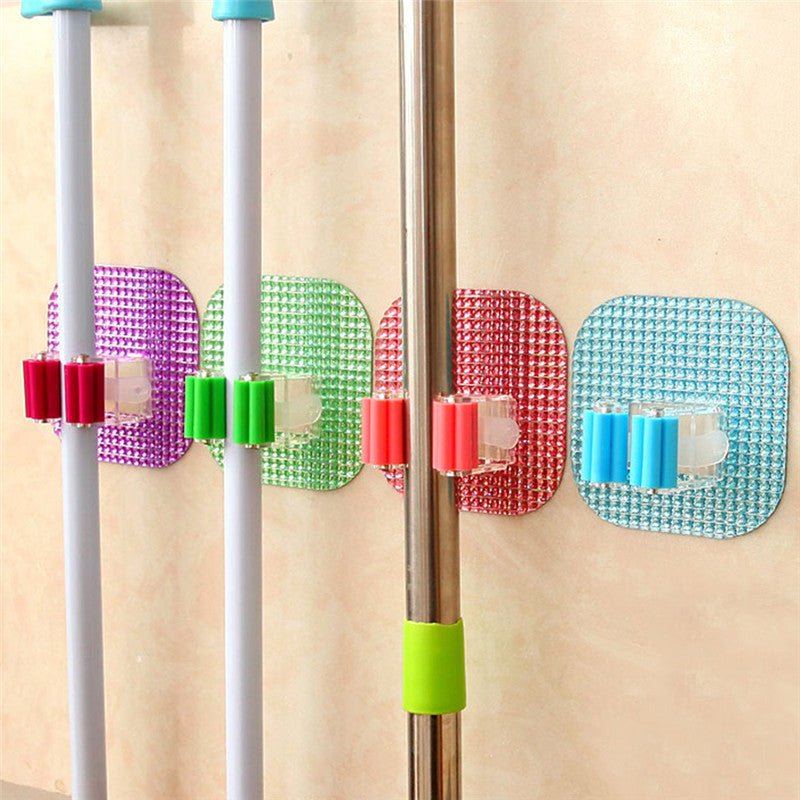 Wall Mounted Mop Rack Bathroom Storage